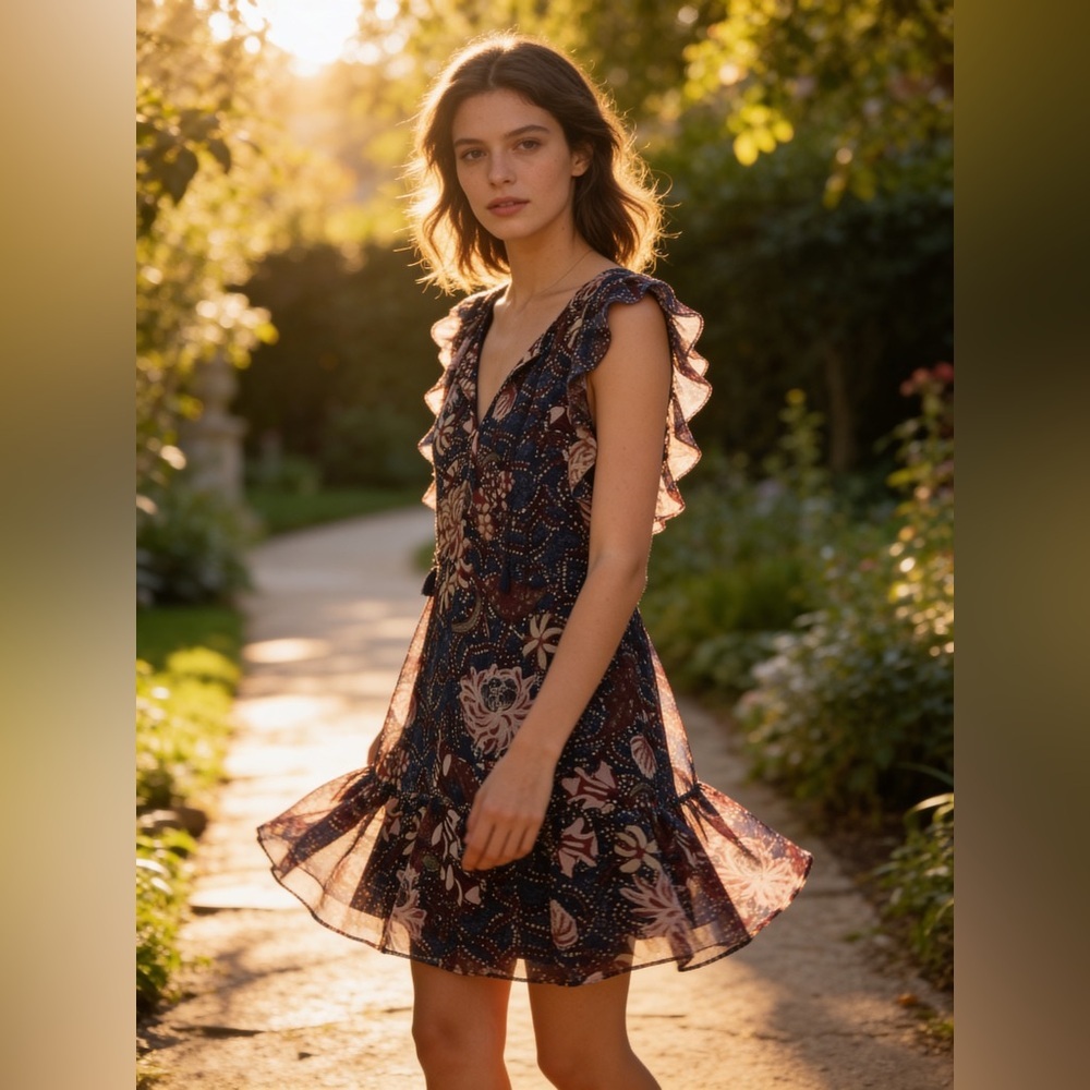 Madewell Chrysanthemum Floral Ruffle Dress